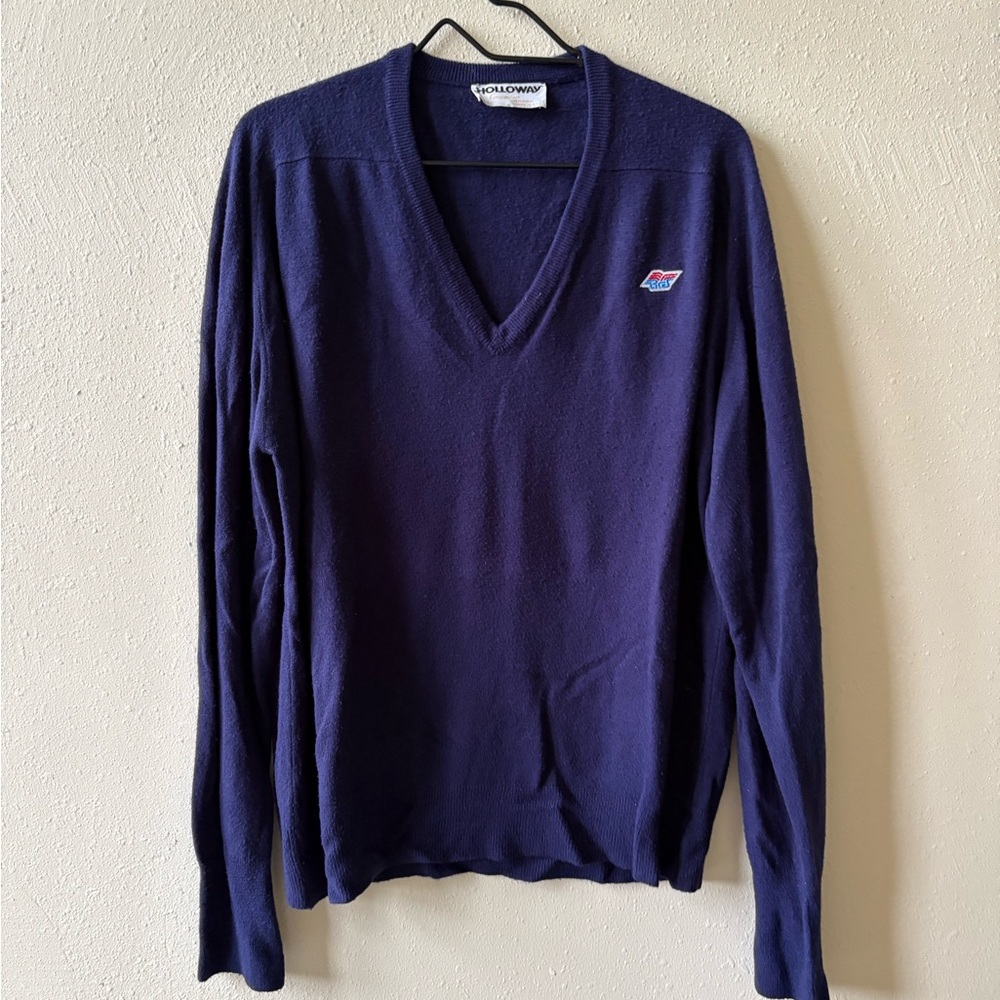 Vintage Navy V-Neck Sweater
